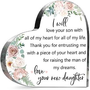 Gift for Mother of the Groom from Bride Mother of the Groom Gifts Wedding Gifts I Will Love Your Son with All My Heart for All My Life Decor Wedding Gifts for Mother of the Groom (Heart Eucalyptus)