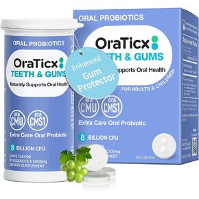 Teeth & Gums Dental Probiotic, Naturally Supports Oral Health and Immunity, Oral Probiotics Supplement 8 Billion CFU, Grape Flavor 30 Lozenges 1-PK