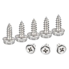 uxcell Phillips Hex Washer Self Tapping Screws, M4 x 12mm 304 Stainless Steel Hex Flange Sheet Metal Screw 25pcs