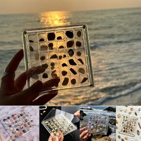 Acrylic Magnetic Seashell Display Box,Seashell Display Box Seashell Storage Box Display Case Decorative Seashell Starfish Trinket, Jewelry Display Box for Diamond Beads Jewelry Nail Earring