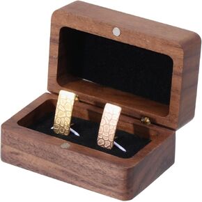 CHGCRAFT Walnut Wooden Cufflink Gift Box Small Vintage Rustic Gifts Box for Men Wedding Bussiness Anniversary Birthday Valentine's Day, 2.8x1.8x1.4inch
