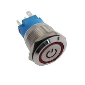 Weiliruichi Self Locking Metal Pushbutton Switch with Pre Wiring 19mm/0.75inch Self Resetting Activation Power Button Waterproof for Automatic Equipment Household Appliances Boats Cars Trucks Blue