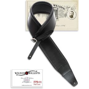 حزام من الجلد الأسود المحبب الفاخر من سلسلة Walker & Williams FPB-01 Pro مع إبزيم من الكروم القديم