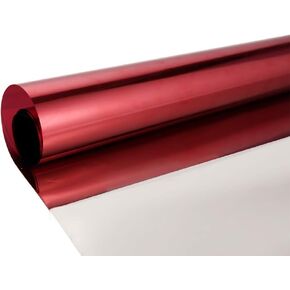 Reflective Window Privacy Film Anti UV Heat Control One Way Mirror Window Tint Adhesive Day Time Privacy Protection Window Sticker Vinyl, Red Silver, 17.7inches x 6.6feet