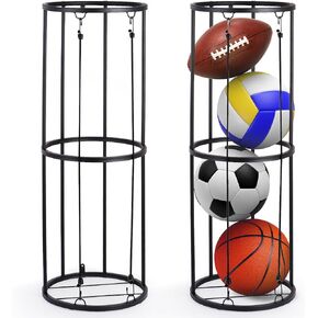 2pcs Vertical Ball Storage Rack, Removable Garage Sports Equipment Organizer, Soccer Ball, Volley Ball, Football, and Basketball Holder, Space-Saving Vertical Ball Rack for Gym Playroom