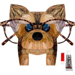 Creative Eyeglasses Holder Animal, Fun Pet Eyeglass Holder, Cute Handmade Wooden Carving Glasses Stand, Sunglasses Display Stands for Home Office Desk Nightstand, Gift for Christmas Birthday((Little Brown Bear)