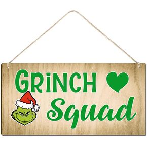Welcome Sign for Front Door Outside Funny Wooden Door Sign For Front Porch Decor Grinch Squad House Warming Gift Funny Wreaths Decorations Rustic Farmhouse Wall Pediments Art Decor(12 x 6) Inch