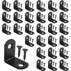 Corner Bracket, Pack-24 Black Angle Bracket, Sturdy and Durable, with Screws, Suitable for Wooden Furniture, Chairs, Cabinets, and Other Furniture (40mm)