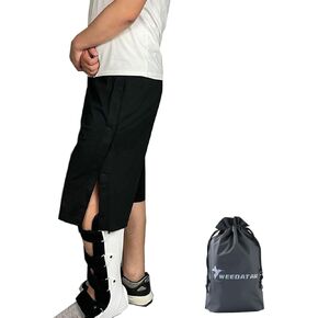 Tear Away Pants,Bedridden Patient Clothing with 2 Sides Magic Stickers for Post-Surgery,Incontinence Dialysis,Full Open Down Cotton Rip Off Pants for Hip Replacement(Man Grey,Short,XXL)
