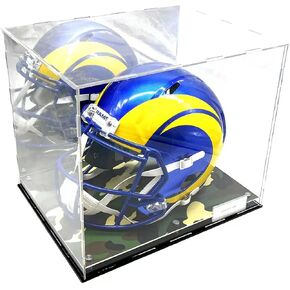 Football Helmet Acrylic Display Case Box Camouflage Camo Mirror Shoes Riser Showcase Shoes UV Protection Forest Army Clear 15x12x12
