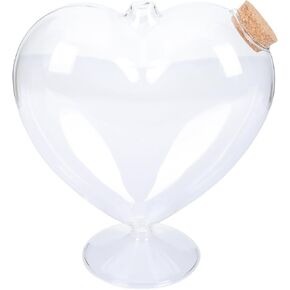 PRETYZOOM Heart Shaped Glass Bottle Origami Star Bottle Spell Jar with Cork Lid Wishing Bottle 7 Inch Snow Globe for Valentines Day DIY Art Crafts Projects Decoration