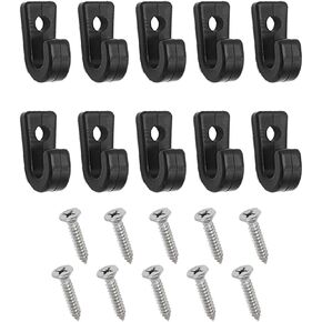 10pcs Nylon Bungee Cord Hooks Kayak Acceesiores for Kayaks J Hooks Black Nylon Lashing Hook with Self-Tapping Screw Safety