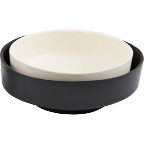 Mud Pie Black White Paper Mache Bowls, small 4" x 10" dia | large 4" x 12" dia
