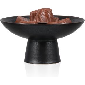 Footed Bowl Centerpiece Bowl Decorative Fruit Dish Holder Dessert Display Stand Housewarming for Home Flowers Vase Planter Black 5.04 x 5.04 x 2.44 in