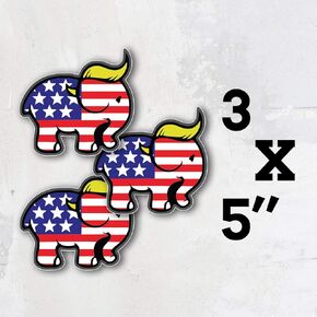 Trump 2020 Trumplican United States Presidential Election Vinyl Sticker Decal Set of 3 Pieces - 5'' Longer Side