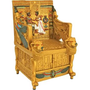 صندوق حلية ديكور مصري QL14557 من Design Toscano - صندوق مجوهرات العرش الذهبي للملك توت - تماثيل مصرية، بالألوان الكاملة