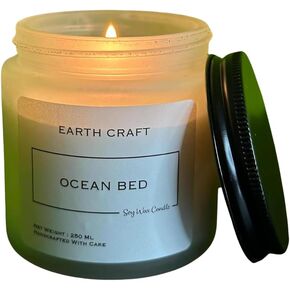 EARTH CRAFT Aromatherapy Scented Candles for Home - Aromatic Handmade Soy Candles for Decor, Bedroom, Bath for Pure and Natural Aroma - Non Toxic & Smokeless - Ocean Bed Aroma