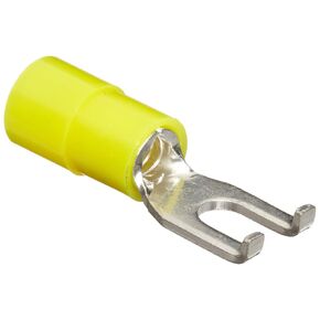 11818 Flange Spade Terminal, Nylon Insulated, Yellow, 12-10 Wire Size, #8 Stud Size (Pack of 100)