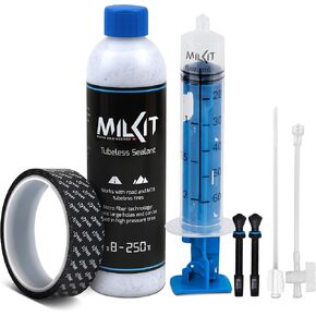 Conversion Kit - Easy Tubeless Tire Conversion Without The Mess and Clogged-Up Valves - Sealant Bottle - Selant Injector - Rim Tape - Valves Pack - Presta Valve Core Removal Tool