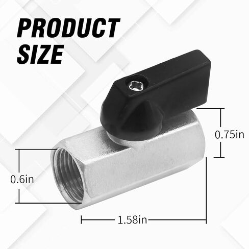 3PCS Mini Brass Ball Valve Shut Off Switch, Female x Female NPT Thread Pipe Fitting (1/4 inch) in Saudi Arabia