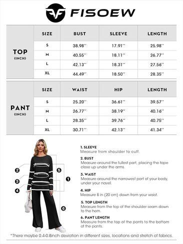 Fisoew Women's Striped 2 Piece Outfits Color Block Oversized Knit Sweater and Wide Leg Pants Lounge Sets Tracksuits in Saudi Arabia