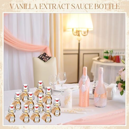 18 Pcs 4 Oz Swing Top Glass Bottles with Airtight Stoppers,Mini Flip Top Glass Bottles with Stickers Bottle Brush Funnel Rope Labels for Wedding Themed Party Favors in Saudi Arabia