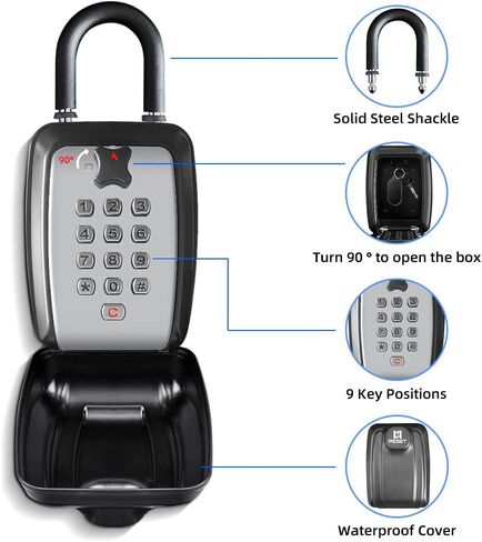 RESET-G14 4 Digit Combination Storage Wall Mount House Key Lock Box,Push Button Lock Box & Protective Shell for Outside Weatherproof,Large Capacity,Black in Saudi Arabia