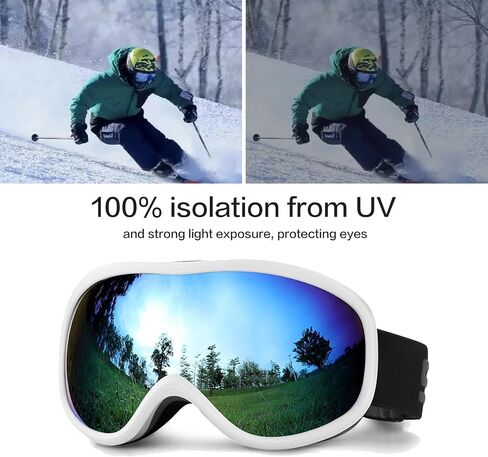 Ski Goggles for Adult, Over Glasses Snowboard Goggles Anti-fog High Definition Snow Goggle, Skiing Skating Goggles (Blue) in Saudi Arabia