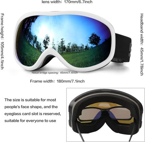 Ski Goggles for Adult, Over Glasses Snowboard Goggles Anti-fog High Definition Snow Goggle, Skiing Skating Goggles (Blue) in Saudi Arabia
