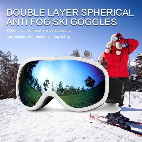 Ski Goggles for Adult, Over Glasses Snowboard Goggles Anti-fog High Definition Snow Goggle, Skiing Skating Goggles (Blue) in Saudi Arabia
