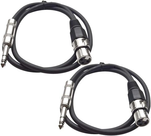 الصوت الزلزالي - SATRXL-F3-2 حزمة من 3 أقدام 1/4 بوصة TRS إلى XLR كابلات تصحيح أنثى - متوازن - سلك تصحيح 3 أقدام - أسود وأحمر in Kuwait