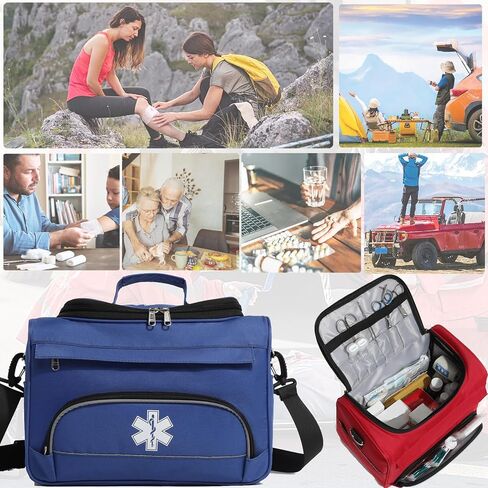 Empty Red First Responder Bag On Call Trauma Bag EMT First Aid Carrier for Paramedics and Emergency Medical Supplies Kit (Blue) in Saudi Arabia