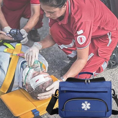 Empty Red First Responder Bag On Call Trauma Bag EMT First Aid Carrier for Paramedics and Emergency Medical Supplies Kit (Blue) in Saudi Arabia