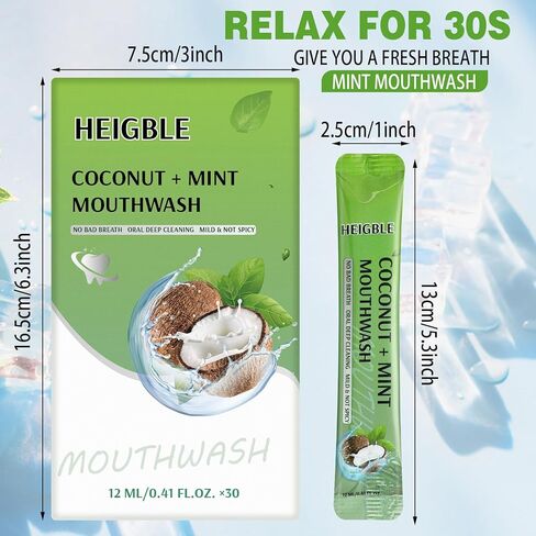 90 Pcs Travel Size Mouthwash Bulk Mint Coconut 0.41 Fl oz Individual Packet Mini Mouth Wash Packet Portable Alcohol Free Pocket Size Mouthwash for Adult After Meals Coffee Hotel Office in Kuwait
