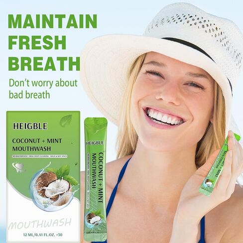 90 Pcs Travel Size Mouthwash Bulk Mint Coconut 0.41 Fl oz Individual Packet Mini Mouth Wash Packet Portable Alcohol Free Pocket Size Mouthwash for Adult After Meals Coffee Hotel Office in Kuwait