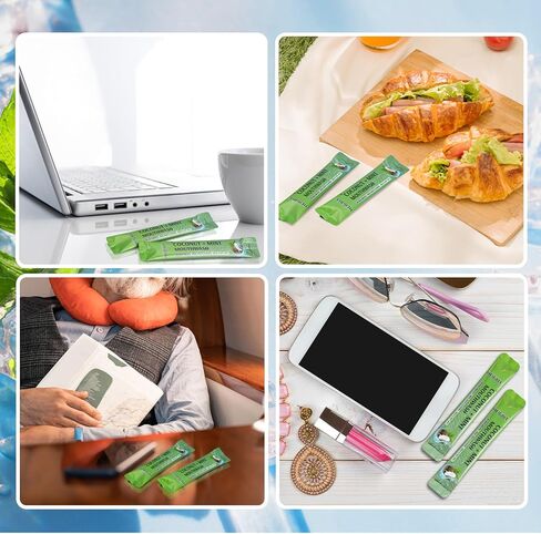 90 Pcs Travel Size Mouthwash Bulk Mint Coconut 0.41 Fl oz Individual Packet Mini Mouth Wash Packet Portable Alcohol Free Pocket Size Mouthwash for Adult After Meals Coffee Hotel Office in Kuwait