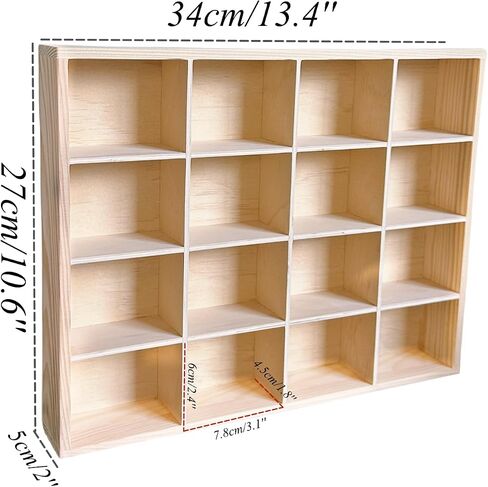 LONG TAO 1 Pcs 13.4''x10.6''x2'' Wooden Storage Divider Box Showcase Display Box Organization Tray Tabletop Box with 12 Compartments for Home Craft Office Kitchen Storage (Vintage Color) in Kuwait