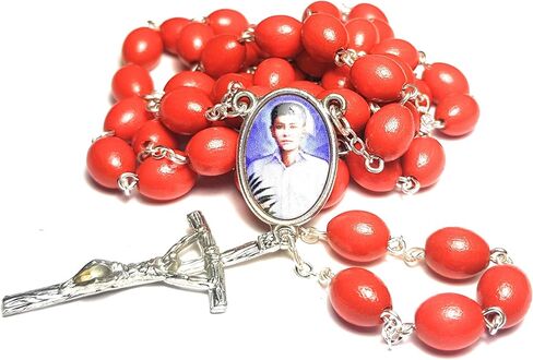 3rd class relic rosary of Saint Jose Luis Sanchez del Rio Mexican Cristero martyr Guerra Cristera en México Rosario Cristo Rey Virgen de Guadalupe (Red) in Saudi Arabia