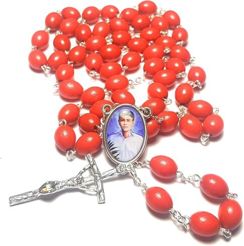 3rd class relic rosary of Saint Jose Luis Sanchez del Rio Mexican Cristero martyr Guerra Cristera en México Rosario Cristo Rey Virgen de Guadalupe (Red) in Saudi Arabia