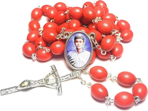 3rd class relic rosary of Saint Jose Luis Sanchez del Rio Mexican Cristero martyr Guerra Cristera en México Rosario Cristo Rey Virgen de Guadalupe (Red) in Saudi Arabia