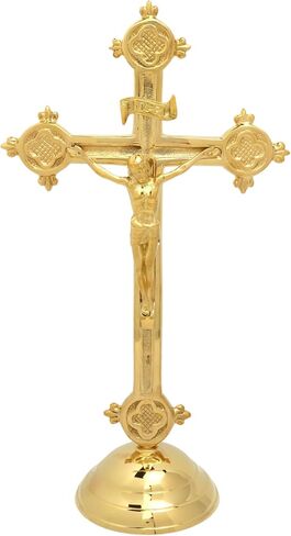 Needzo Brass Catholic Crucifix, Religious Cross for Home and Church, Gift for Baptisms or Confirmation, 12.5 by 7 Inches in Saudi Arabia