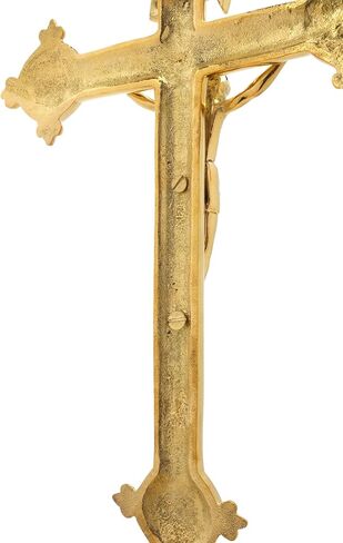 Needzo Brass Catholic Crucifix, Religious Cross for Home and Church, Gift for Baptisms or Confirmation, 12.5 by 7 Inches in Saudi Arabia