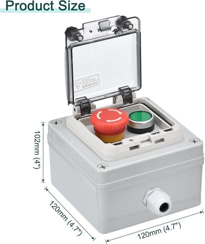 MECCANIXITY IP67 صندوق زر الضغط ABS الزر الأخضر زر إيقاف E لمعدات إطفاء الاتصالات الكهربائية الداخلية والخارجية in Saudi Arabia