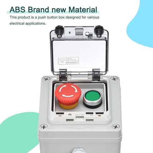 MECCANIXITY IP67 صندوق زر الضغط ABS الزر الأخضر زر إيقاف E لمعدات إطفاء الاتصالات الكهربائية الداخلية والخارجية in Saudi Arabia