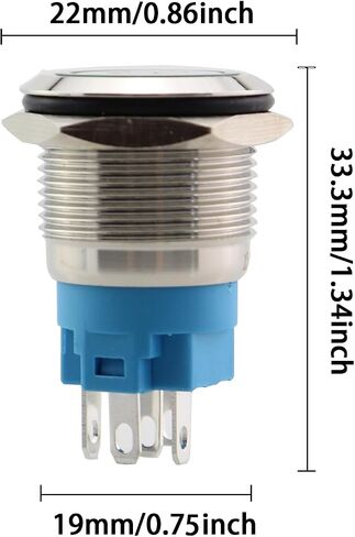 Weiliruichi Self Locking Metal Pushbutton Switch with Pre Wiring 19mm/0.75inch Self Resetting Activation Power Button Waterproof for Automatic Equipment Household Appliances Boats Cars Trucks Blue in Saudi Arabia