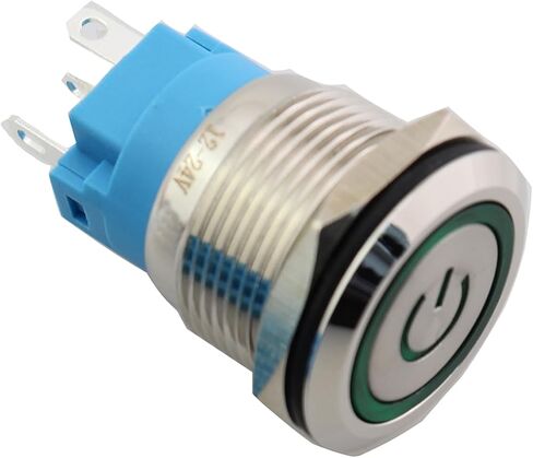 Weiliruichi Self Locking Metal Pushbutton Switch with Pre Wiring 19mm/0.75inch Self Resetting Activation Power Button Waterproof for Automatic Equipment Household Appliances Boats Cars Trucks Blue in Saudi Arabia