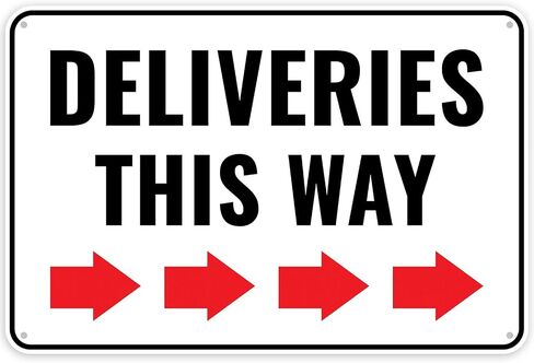 1PC Deliveries This Way Sign Left Arrow, 12 x 8 Inches - Aluminum - Packages Delivery Here Sign - Delivery Driver Instructions in Saudi Arabia