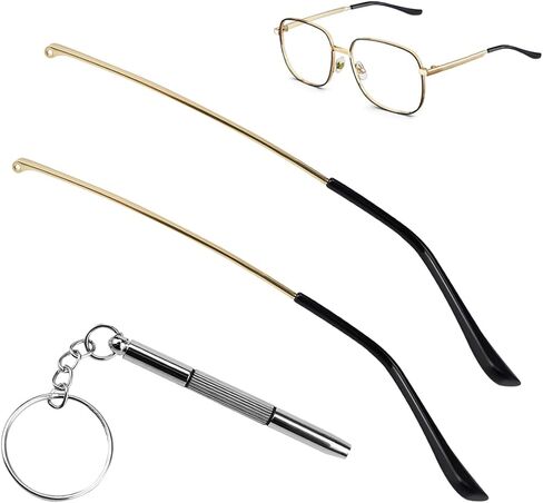 1 Pair Metal Glasses Replacement Arms and Multifunctional 3 in 1 Screwdriver Glasses Repair Tools，Eyewear Frame Temple Replacement Accessories for Thin Metal Glasses, Sunglasses（Silver） in Saudi Arabia