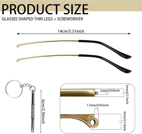 1 Pair Metal Glasses Replacement Arms and Multifunctional 3 in 1 Screwdriver Glasses Repair Tools，Eyewear Frame Temple Replacement Accessories for Thin Metal Glasses, Sunglasses（Silver） in Saudi Arabia