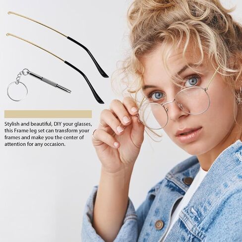 1 Pair Metal Glasses Replacement Arms and Multifunctional 3 in 1 Screwdriver Glasses Repair Tools，Eyewear Frame Temple Replacement Accessories for Thin Metal Glasses, Sunglasses（Silver） in Saudi Arabia
